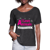 Animals - Frauen T-Shirt mit Fledermausärmeln von Bella + Canvas - Anthrazit