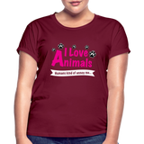 Animals - Frauen Oversize T-Shirt - Bordeaux