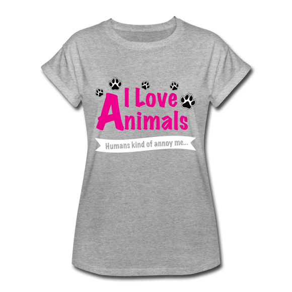 Animals - Frauen Oversize T-Shirt - Grau meliert