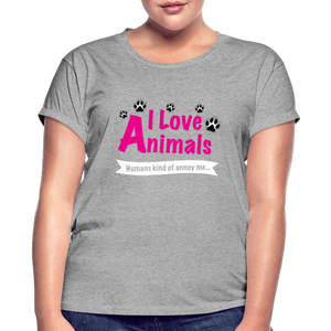 Animals - Frauen Oversize T-Shirt - Grau meliert