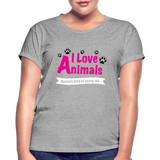 Animals - Frauen Oversize T-Shirt - Grau meliert