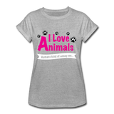 Animals - Frauen Oversize T-Shirt - Grau meliert