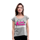 Animals - Frauen T-Shirt mit gerollten Ärmeln - Grau meliert