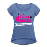 Animals - Frauen T-Shirt mit gerollten Ärmeln - Denim meliert