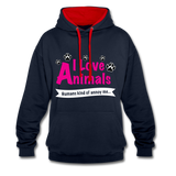 Animals - Frauen Kontrast-Hoodie - Navy/Rot