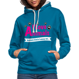 Animals - Frauen Kontrast-Hoodie - Pfauenblau/Grau meliert