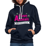 Animals - Frauen Kontrast-Hoodie - Navy/Grau meliert