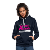 Animals - Frauen Kontrast-Hoodie - Navy/Grau meliert