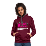 Animals - Frauen Kontrast-Hoodie - Weinrot/Anthrazit