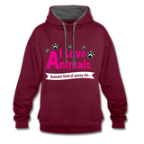 Animals - Frauen Kontrast-Hoodie - Weinrot/Anthrazit