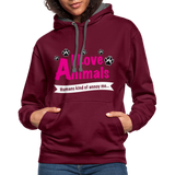 Animals - Frauen Kontrast-Hoodie - Weinrot/Anthrazit