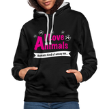 Animals - Frauen Kontrast-Hoodie - Schwarz/Grau meliert