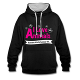 Animals - Frauen Kontrast-Hoodie - Schwarz/Grau meliert