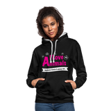 Animals - Frauen Kontrast-Hoodie - Schwarz/Grau meliert