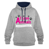 Animals - Frauen Kontrast-Hoodie - Grau meliert/Navy