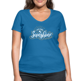 Sunshine - Frauen Bio-T-Shirt mit V-Ausschnitt von Stanley & Stella - Pfauenblau