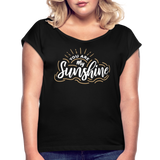 Sunshine - Frauen T-Shirt mit gerollten Ärmeln - Schwarz