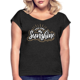 Sunshine - Frauen T-Shirt mit gerollten Ärmeln - Schwarz meliert