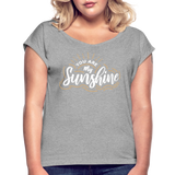 Sunshine - Frauen T-Shirt mit gerollten Ärmeln - Grau meliert