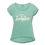 Sunshine - Frauen T-Shirt mit gerollten Ärmeln - Minze meliert