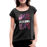 California Color Bars - Frauen T-Shirt mit gerollten Ärmeln - Schwarz meliert