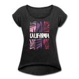 California Color Bars - Frauen T-Shirt mit gerollten Ärmeln - Schwarz meliert