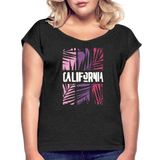 California Color Bars - Frauen T-Shirt mit gerollten Ärmeln - Schwarz meliert