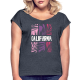 California Color Bars - Frauen T-Shirt mit gerollten Ärmeln - Navy meliert