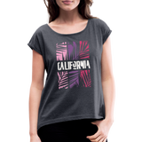 California Color Bars - Frauen T-Shirt mit gerollten Ärmeln - Navy meliert