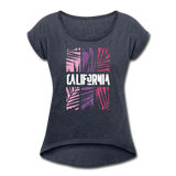 California Color Bars - Frauen T-Shirt mit gerollten Ärmeln - Navy meliert