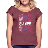 California Color Bars - Frauen T-Shirt mit gerollten Ärmeln - Bordeauxrot meliert