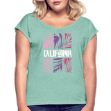 California Color Bars - Frauen T-Shirt mit gerollten Ärmeln - Minze meliert