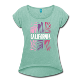 California Color Bars - Frauen T-Shirt mit gerollten Ärmeln - Minze meliert