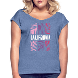 California Color Bars - Frauen T-Shirt mit gerollten Ärmeln - Denim meliert