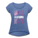 California Color Bars - Frauen T-Shirt mit gerollten Ärmeln - Denim meliert