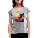 California Dreaming - Frauen T-Shirt mit gerollten Ärmeln - Grau meliert