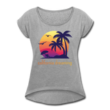 California Dreaming - Frauen T-Shirt mit gerollten Ärmeln - Grau meliert