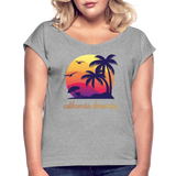 California Dreaming - Frauen T-Shirt mit gerollten Ärmeln - Grau meliert