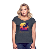 California Dreaming - Frauen T-Shirt mit gerollten Ärmeln - Navy meliert