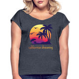 California Dreaming - Frauen T-Shirt mit gerollten Ärmeln - Navy meliert