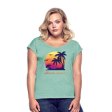 California Dreaming - Frauen T-Shirt mit gerollten Ärmeln - Minze meliert