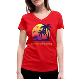 California Dreaming - Frauen Bio-T-Shirt mit V-Ausschnitt von Stanley & Stella - Rot