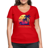 California Dreaming - Frauen Bio-T-Shirt mit V-Ausschnitt von Stanley & Stella - Rot