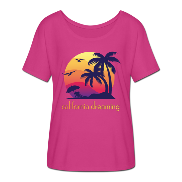 California Dreaming - Frauen T-Shirt mit Fledermausärmeln von Bella + Canvas - Fuchsiarot