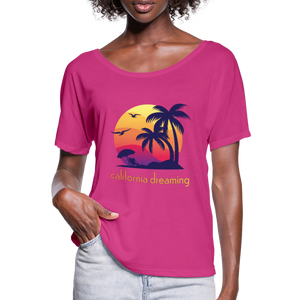 California Dreaming - Frauen T-Shirt mit Fledermausärmeln von Bella + Canvas - Fuchsiarot