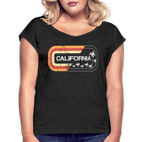 California Sign - Frauen T-Shirt mit gerollten Ärmeln - Schwarz meliert