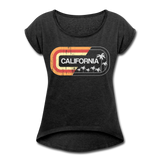 California Sign - Frauen T-Shirt mit gerollten Ärmeln - Schwarz meliert