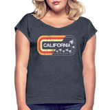 California Sign - Frauen T-Shirt mit gerollten Ärmeln - Navy meliert