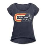 California Sign - Frauen T-Shirt mit gerollten Ärmeln - Navy meliert