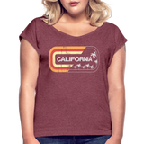 California Sign - Frauen T-Shirt mit gerollten Ärmeln - Bordeauxrot meliert